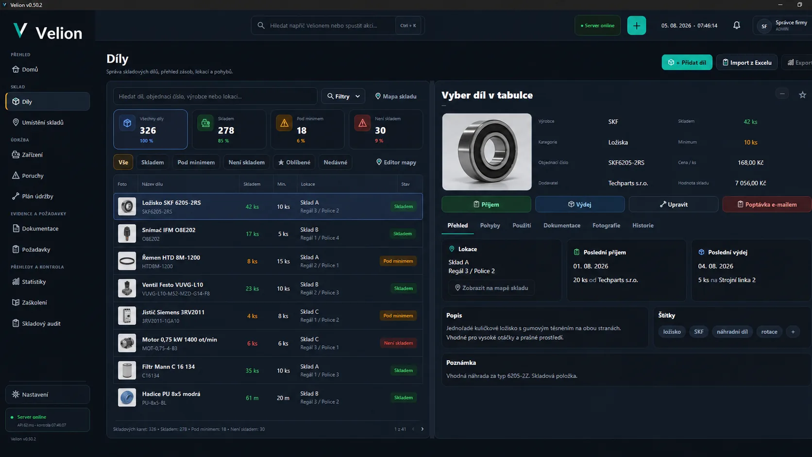 Velion desktop – modul díly