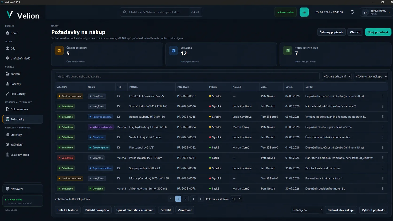 Velion desktop – požadavky na nákup