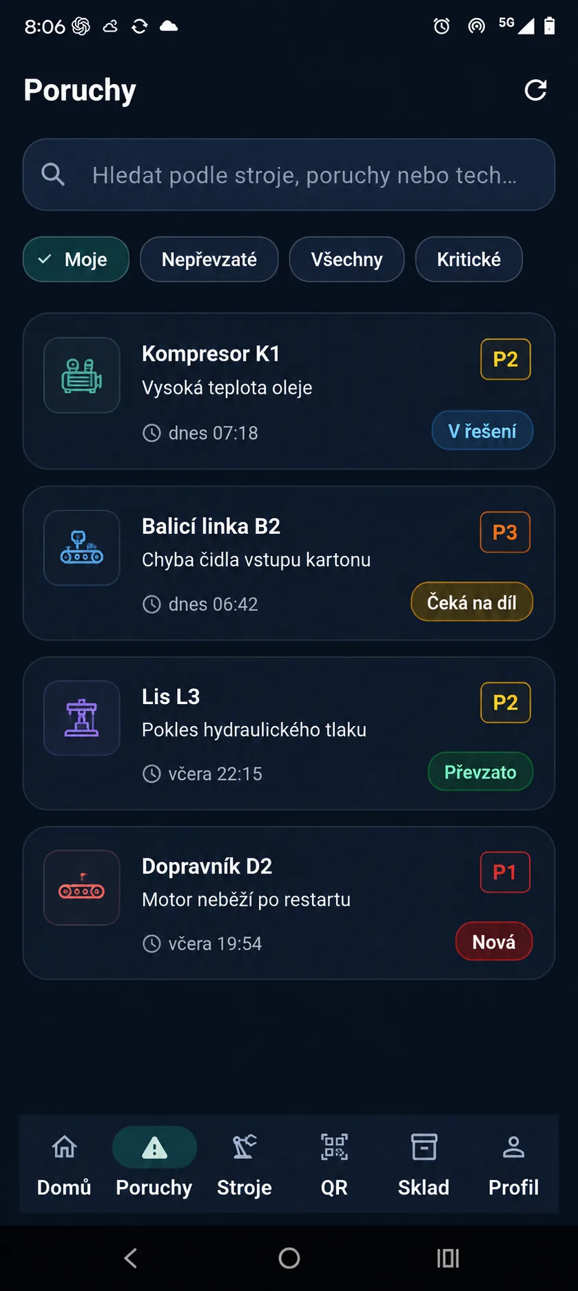 Velion mobile – přehled poruch